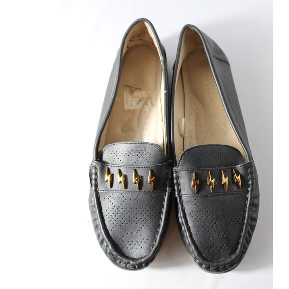 Comfort by Alexis Bendel Lightning Bolt Slip On Loafers Black Gold Size 11 - Picture 7 of 7